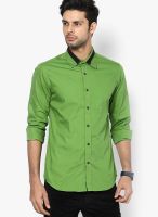 See Designs Green Solid Casual Shirt