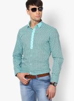 See Designs Printed Aqua Blue Casual Shirt