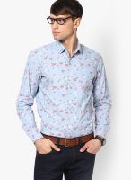 See Designs Printed Light Blue Casual Shirt