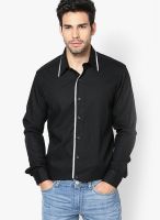 See Designs Solid Black Casual Shirt