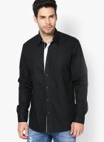 See Designs Solid Black Casual Shirt
