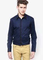 See Designs Solid Blue Casual Shirt