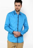 See Designs Solid Light Blue Casual Shirt