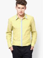 See Designs Solid Yellow Casual Shirt