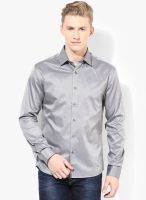 Selected Grey Solid Slim Fit Casual Shirts