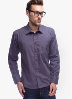 Slub Solid Dark Grey Casual Shirt