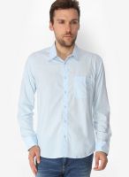 Slub Solid Light Blue Casual Shirt