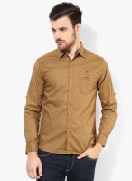 Spykar Khaki Solid Regular Fit Casual Shirt