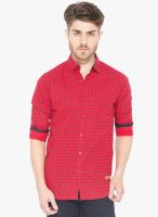 Status Quo Red Regular Fit Casual Shirt