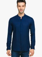 Status Quo Solid Navy Blue Casual Shirt