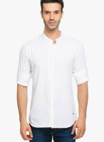 Status Quo Solid White Casual Shirt
