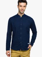 Status Quo Striped Navy Blue Casual Shirt