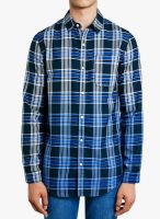 TOPMAN Blue Checked Regular Fit Casual Shirt