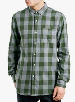 TOPMAN Green Checks Regular Fit Casual Shirt