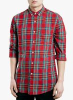 TOPMAN Red Checked Regular Fit Casual Shirt