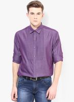 The Design Factory Purple Solid Slim Fit Casual Shirt