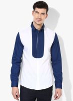 The Design Factory White Solid Slim Fit Casual Shirt