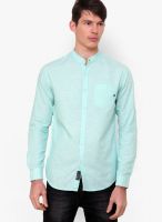 The Indian Garage Co. Aqua Blue Slim Fit Casual Shirt