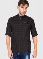 The Indian Garage Co. Black Check Slim Fit Casual Shirt