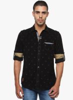 The Indian Garage Co. Black Printed Slim Fit Casual Shirt