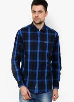 The Indian Garage Co. Blue Check Slim Fit Casual Shirt