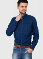 The Indian Garage Co. Blue Check Slim Fit Casual Shirt