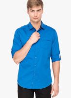 The Indian Garage Co. Blue Slim Fit Casual Shirt