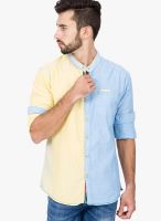 The Indian Garage Co. Blue Solid Slim Fit Casual Shirt