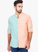 The Indian Garage Co. Blue Solid Slim Fit Casual Shirt