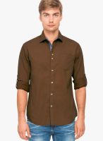 The Indian Garage Co. Brown Slim Fit Casual Shirt