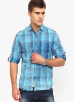 The Indian Garage Co. Checks Cobalt Blue Casual Shirt