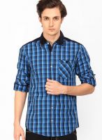 The Indian Garage Co. Checks Navy Blue Casual Shirt