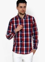 The Indian Garage Co. Navy Blue Check Slim Fit Casual Shirt