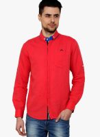 The Indian Garage Co. Red Slim Fit Casual Shirt