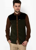 The Indian Garage Co. Solid Camel Casual Shirt