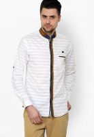 The Indian Garage Co. White Check Slim Fit Casual Shirt