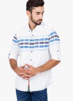 The Indian Garage Co. White Printed Slim Fit Casual Shirt