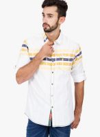The Indian Garage Co. White Solid Slim Fit Casual Shirt