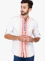 The Indian Garage Co. White Solid Slim Fit Casual Shirt