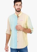 The Indian Garage Co. Yellow Solid Slim Fit Casual Shirt