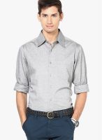 The Vanca Light Grey Solid Casual Shirt