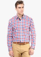 The Vanca Red Checked Slim Fit Casual Shirt