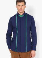 Timsy & Siddhartha Printed Navy Blue Casual Shirt