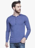 Tinted Blue Solid Henley T-Shirt