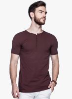 Tinted Coffee Solid Henley T-Shirt