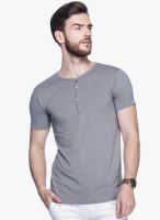 Tinted Grey Solid Henley T-Shirt