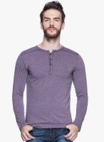 Tinted Purple Solid Henley T-Shirt