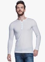 Tinted White Solid Henley T-Shirt