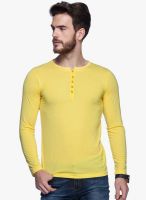 Tinted Yellow Solid Henley T-Shirt
