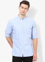 Ucla Blue Solid Slim Fit Casual Shirt